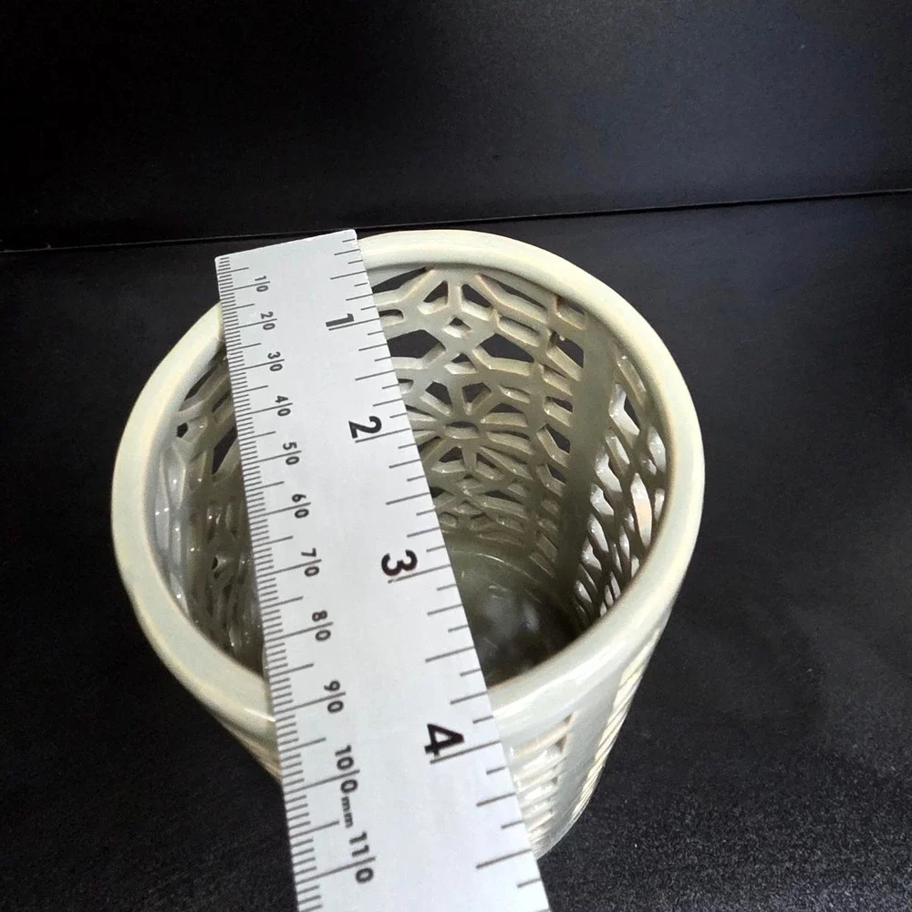 Unbranded Lattice Vase Sage Green Ceramic Geometric Cutout Decor 6.5in Starburst